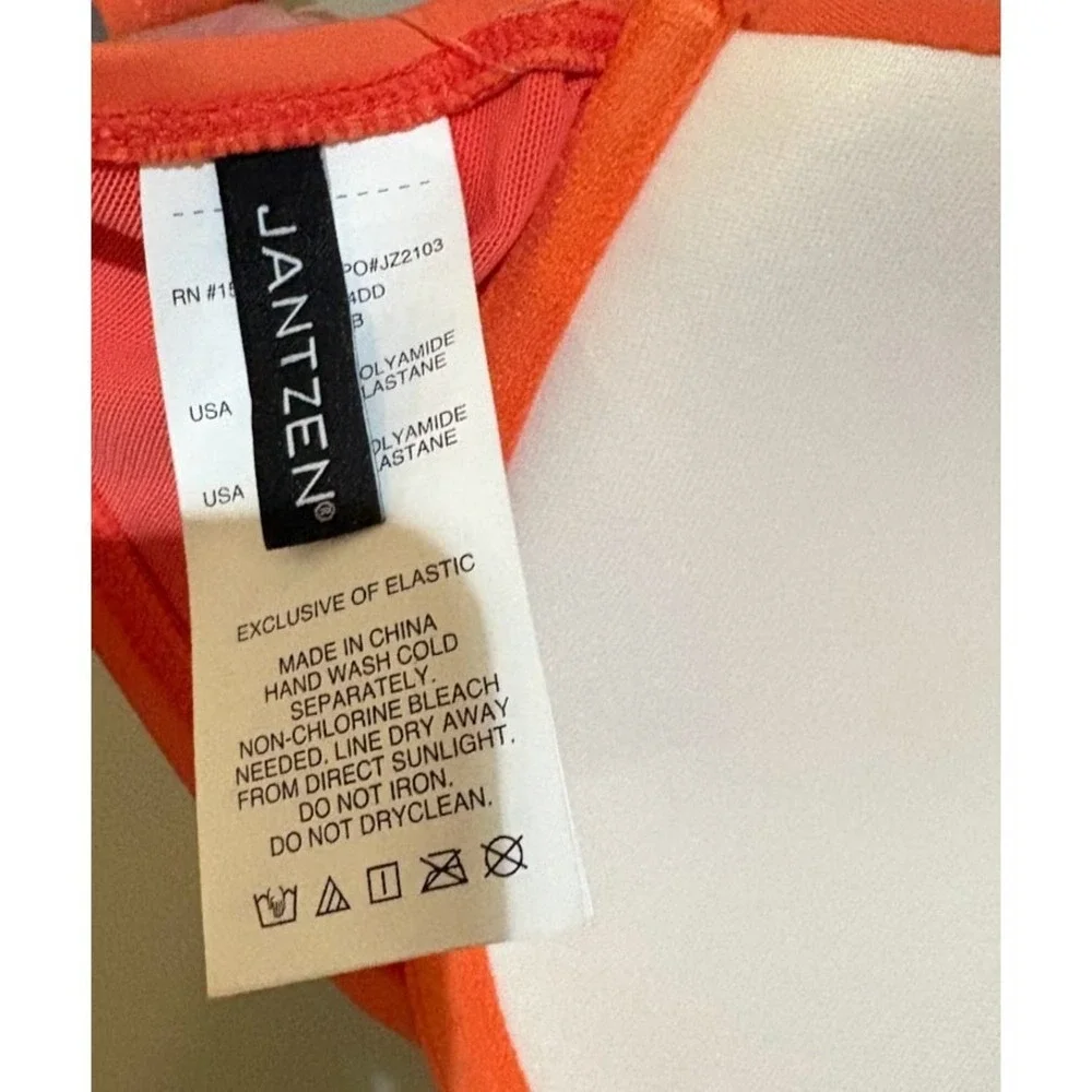 Jantzen Bikini Top Womens 34DD Orange New Underwire Ruched Sweetheart‎ JZ21004B